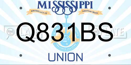Q831BS Mississippi License Plate
