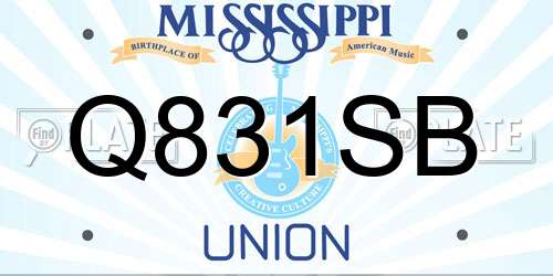 Q831SB Mississippi License Plate