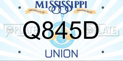 Q845D Mississippi License Plate