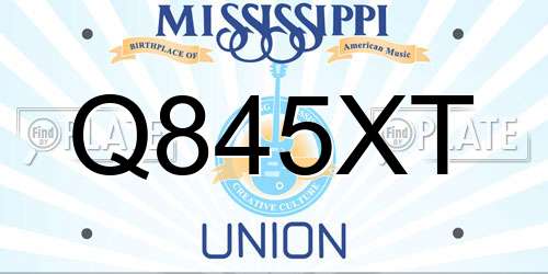 Q845XT Mississippi License Plate