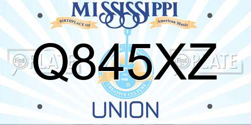 Q845XZ Mississippi License Plate
