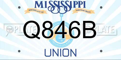 Q846B Mississippi License Plate