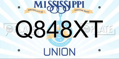 Q848XT Mississippi License Plate