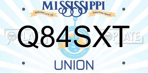 Q84SXT Mississippi License Plate