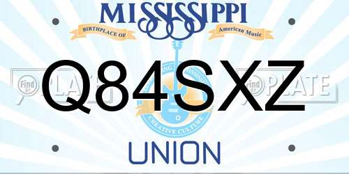 Q84SXZ Mississippi License Plate