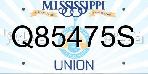 Q85475S Mississippi License Plate