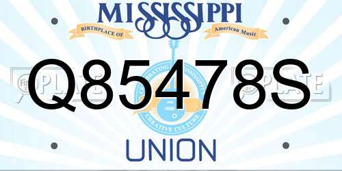 Q85478S Mississippi License Plate