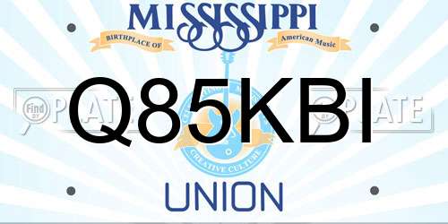 Q85KBI Mississippi License Plate
