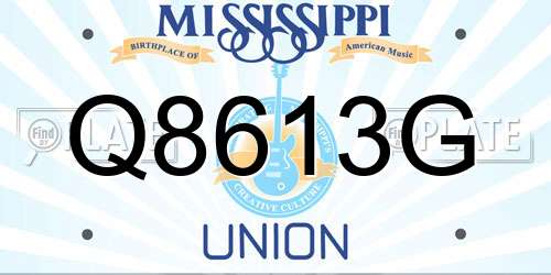 Q8613G Mississippi License Plate