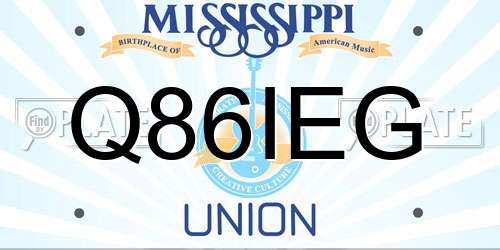 Q86IEG Mississippi License Plate