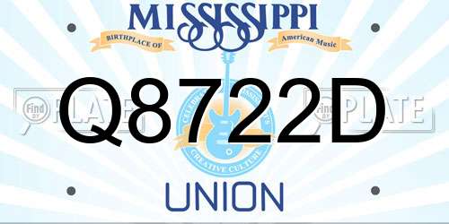 Q8722D Mississippi License Plate