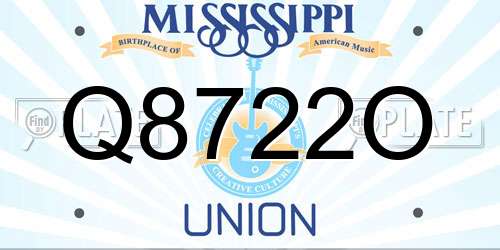 Q8722O Mississippi License Plate