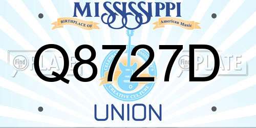 Q8727D Mississippi License Plate