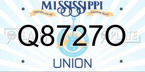 Q8727O Mississippi License Plate