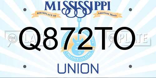 Q872TO Mississippi License Plate