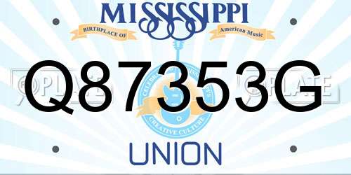 Q87353G Mississippi License Plate