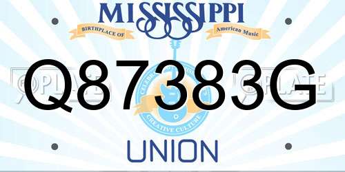 Q87383G Mississippi License Plate