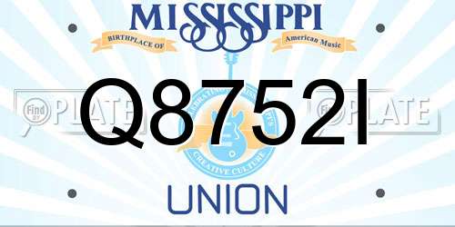 Q8752I Mississippi License Plate
