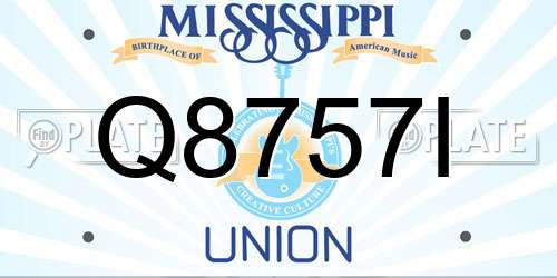 Q8757I Mississippi License Plate