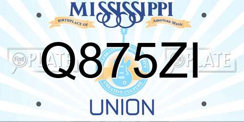 Q875ZI Mississippi License Plate
