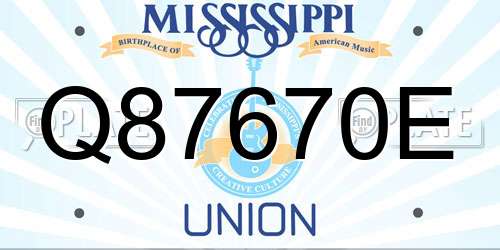 Q87670E Mississippi License Plate