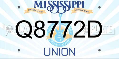 Q8772D Mississippi License Plate