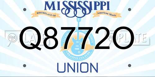 Q8772O Mississippi License Plate
