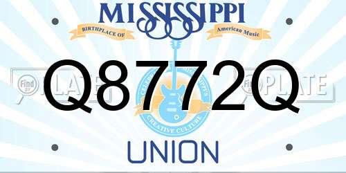 Q8772Q Mississippi License Plate
