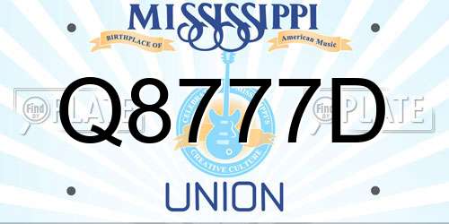 Q8777D Mississippi License Plate