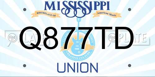 Q877TD Mississippi License Plate