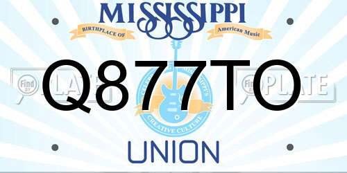 Q877TO Mississippi License Plate