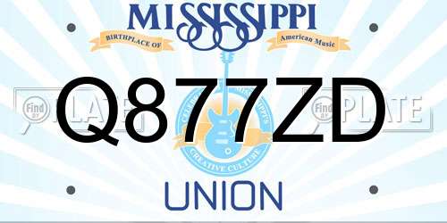Q877ZD Mississippi License Plate