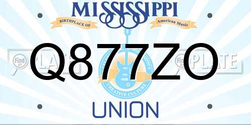 Q877ZO Mississippi License Plate