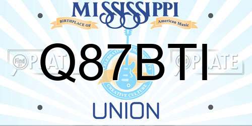 Q87BTI Mississippi License Plate
