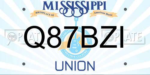 Q87BZI Mississippi License Plate