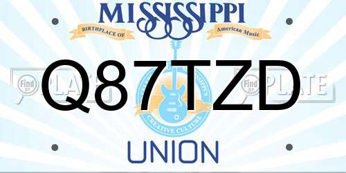 Q87TZD Mississippi License Plate