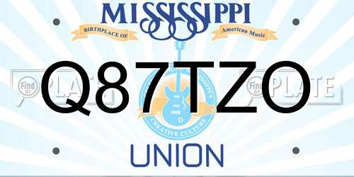 Q87TZO Mississippi License Plate