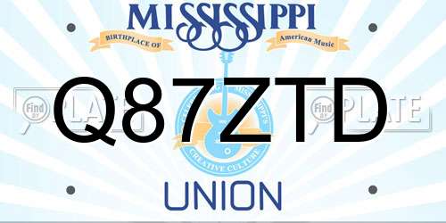 Q87ZTD Mississippi License Plate