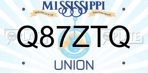 Q87ZTQ Mississippi License Plate
