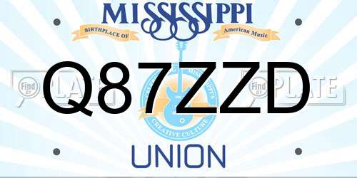 Q87ZZD Mississippi License Plate