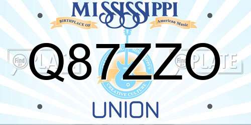 Q87ZZO Mississippi License Plate