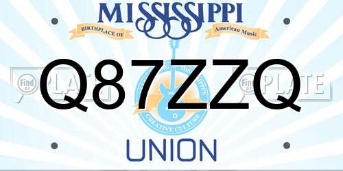 Q87ZZQ Mississippi License Plate
