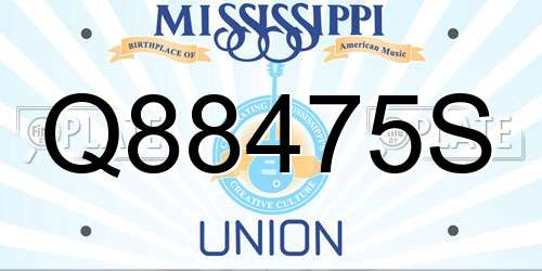 Q88475S Mississippi License Plate