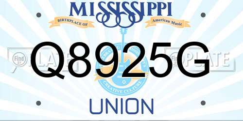 Q8925G Mississippi License Plate