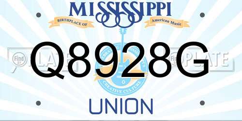 Q8928G Mississippi License Plate