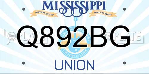 Q892BG Mississippi License Plate