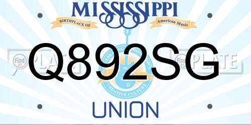 Q892SG Mississippi License Plate
