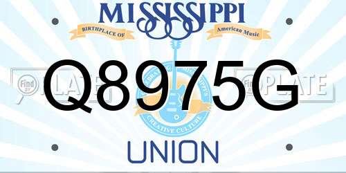 Q8975G Mississippi License Plate