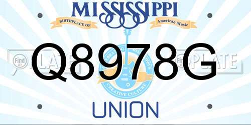 Q8978G Mississippi License Plate