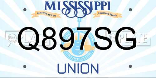 Q897SG Mississippi License Plate
